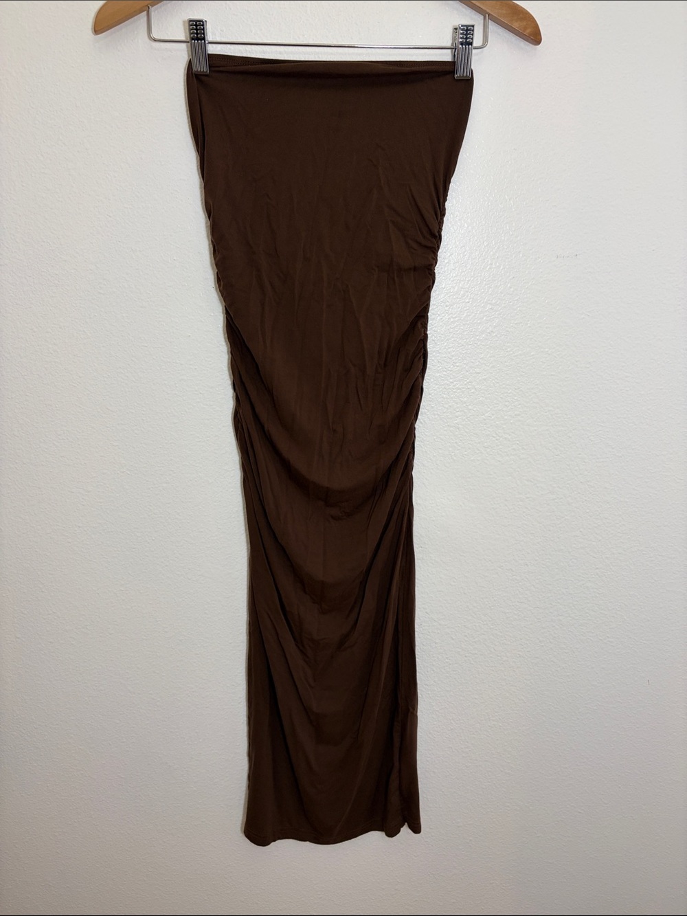 Brown Ruched Maxi Dress